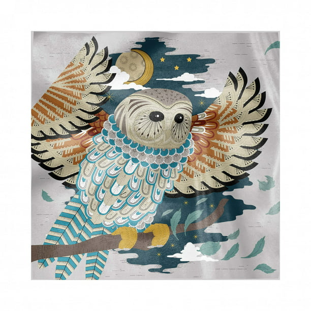 Cloth Placemats White Owls Arctic Animals Winter Owl Bird Snow Navy Set of 2